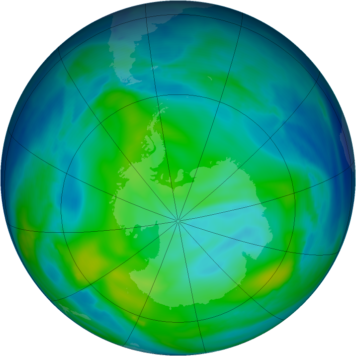 Antarctic ozone map for 07 June 2006